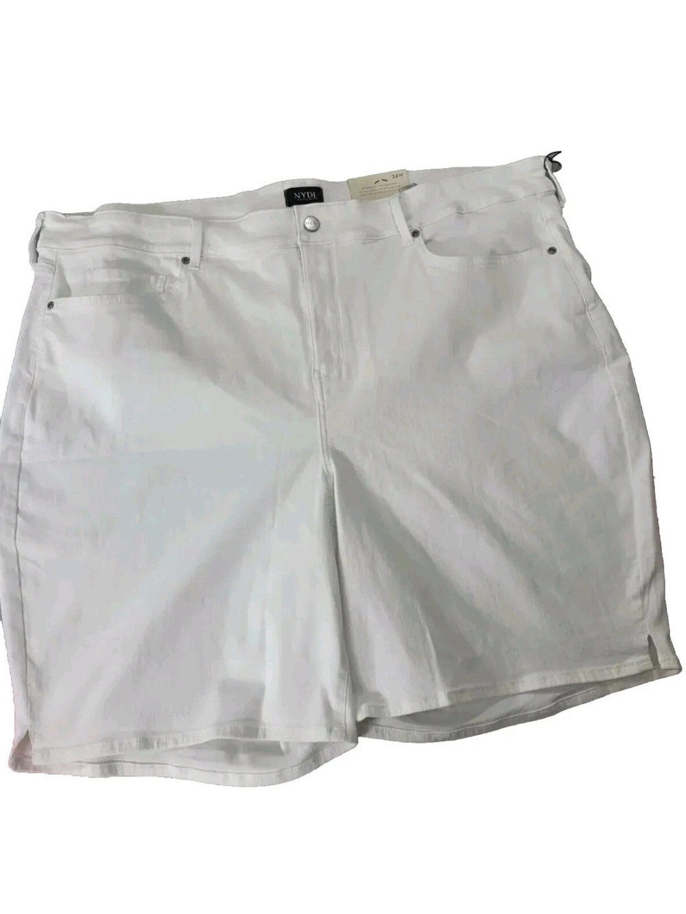 Nydj Women's Shorts Plus Size 24W Ella Side Slits Optic White Stretch New 20